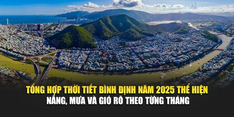 Tổng hợp thời tiết Bình Định năm 2025 thể hiện nắng, mưa và gió rõ theo từng tháng
